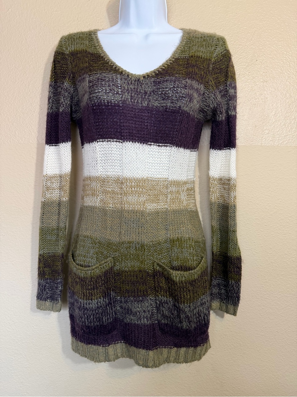 Ultra Flirt Women's Multi-Colored Striped Knit Long Sleeve Sweater Tunic Size: M